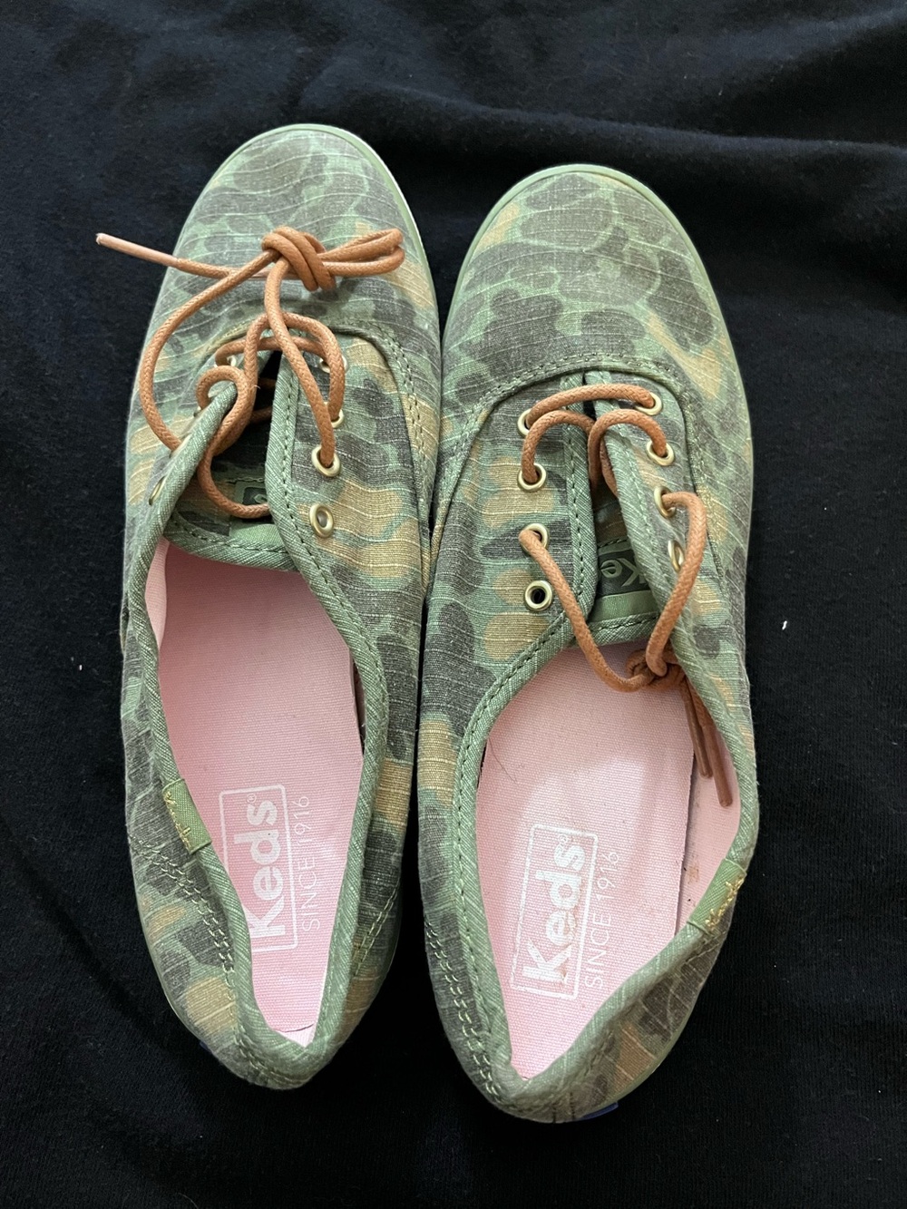 Keds Camouflage Canvas Sneaker in Green with Pink Insole